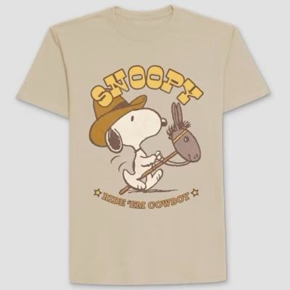 Peanuts Hybrid Snoopy 100% Cotton Ride 'Em Cowboy Novelty Graphic Tee T-Shirt S